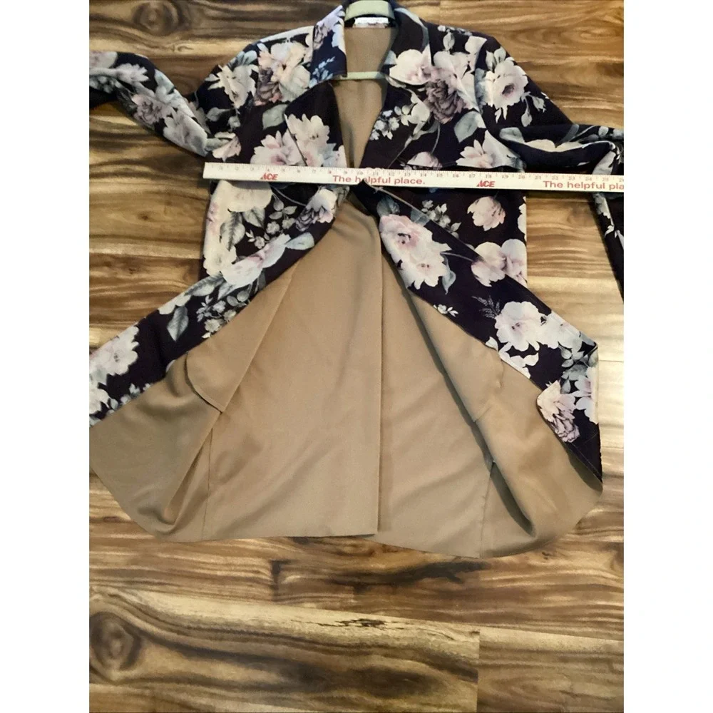 Anthropologie Solitaire Open Blazer Jacket Cozy Brown Floral Size Large - Picture 6 of 6